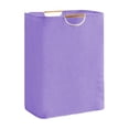 thumbnail image 2 of Kmonabie Collapsible Linen Laundry Hamper, 100% Polyester Clothes Storage Basket with Wooden Handles, Large Capacity Waterproof Foldable Toy Organizer Bin for Bedroom Bathroom, Purple, 2 of 6