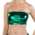 thumbnail image 3 of DuoJiaJ Women's Wrap Around Leather Solid Color Tube Top Shirt Performance Tops Wireless Bras Green, 3 of 4