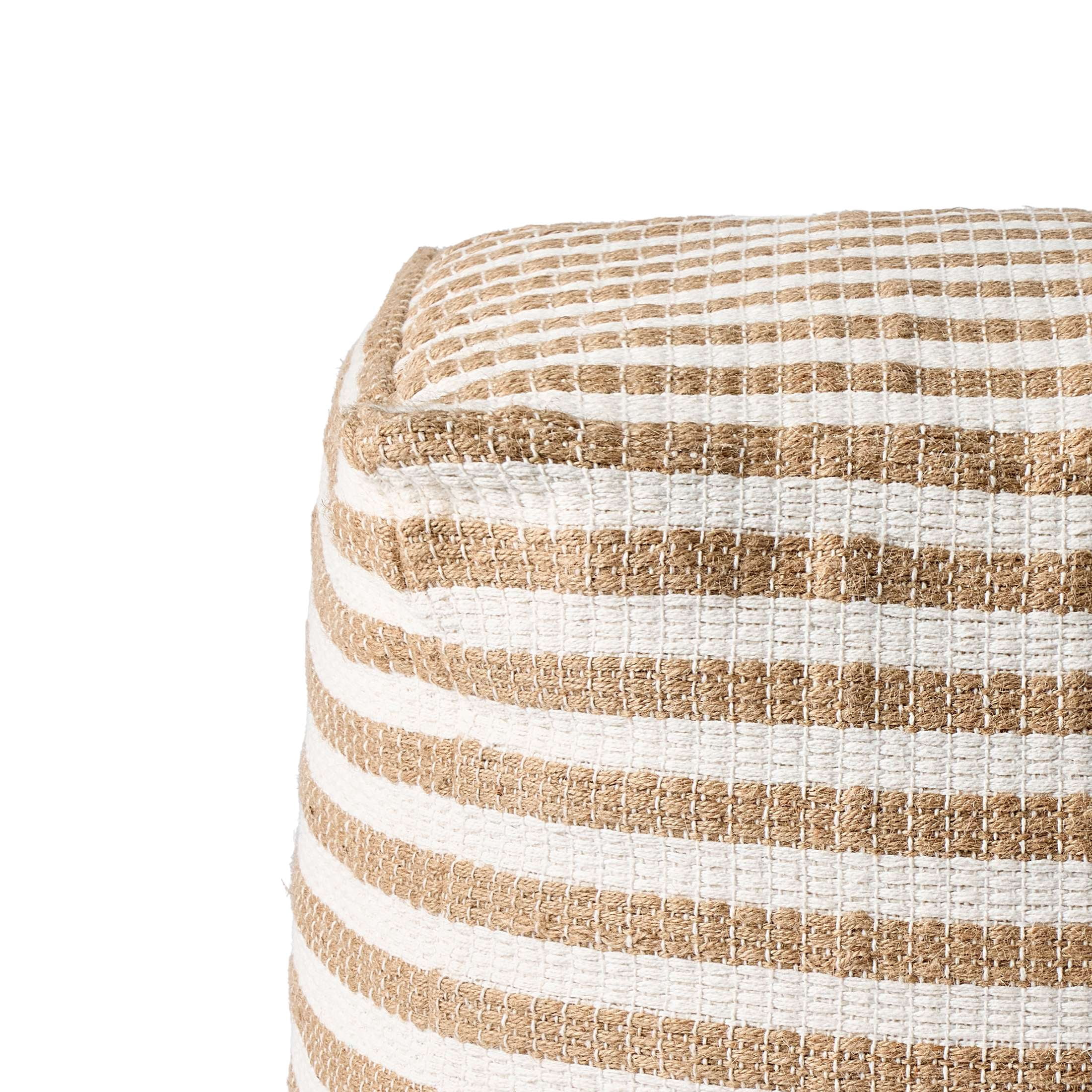 Better Homes & Gardens 16" x 16" x 16" Natural Jute Striped Pouf