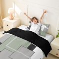 thumbnail image 3 of Homewish Minimalism Block Twin Duvet Cover,Geometric Abstract Twin Bedding,Olive Sage,Black Reversible,2 Pieces,1 Duvet Cover and 1 Pillowcase, 3 of 6