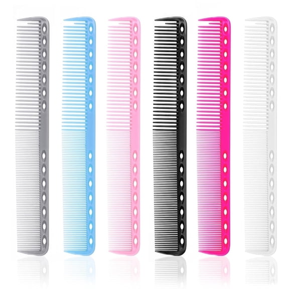 Fine Cutting Comb - 6 Pcs Carbon Cutting Comb, Extra-Long Carbon Fiber Comb, Heat Resistant Barber Cutting Comb, Salon Hairdressing Comb for Man Woman - 6 Colors
