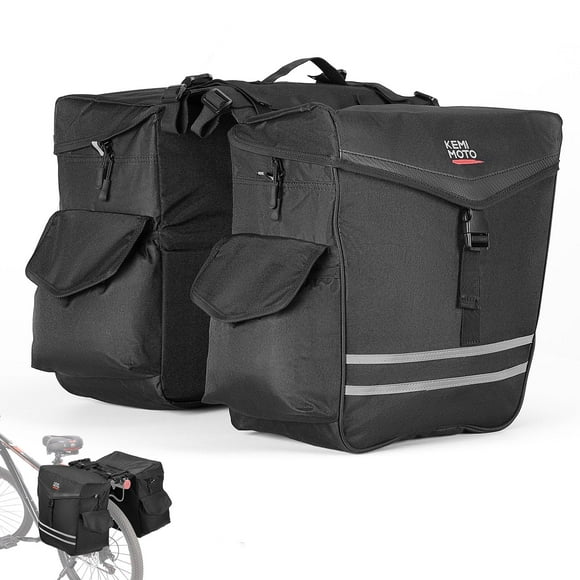 Alforjas para bicicleta KEMIMOTO, 40 L, para portaequipajes trasero, impermeable, color negro