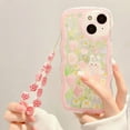 thumbnail image 2 of for iPhone 12 pro Case, Cartoon Floral Rabbit with Floral Beaded Lanyard Wrist Strap for Girly, Soft TPU Full Protective Cover- Flower Rabbit, 2 of 13