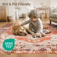 thumbnail image 4 of ODIKA 5'x7' Washable Area Rug Orange Fall Vintage Boho Farmhouse Terracotta Medallion with Distressed Floral for Dining Room, Under Table, Home Office, Non-Slip Chair-Friendly, 4 of 7
