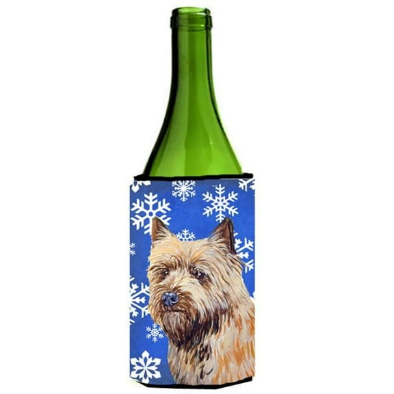 Cairn Terrier Winter Snowflakes Holiday Wine bottle sleeve Hugger - 24 oz.