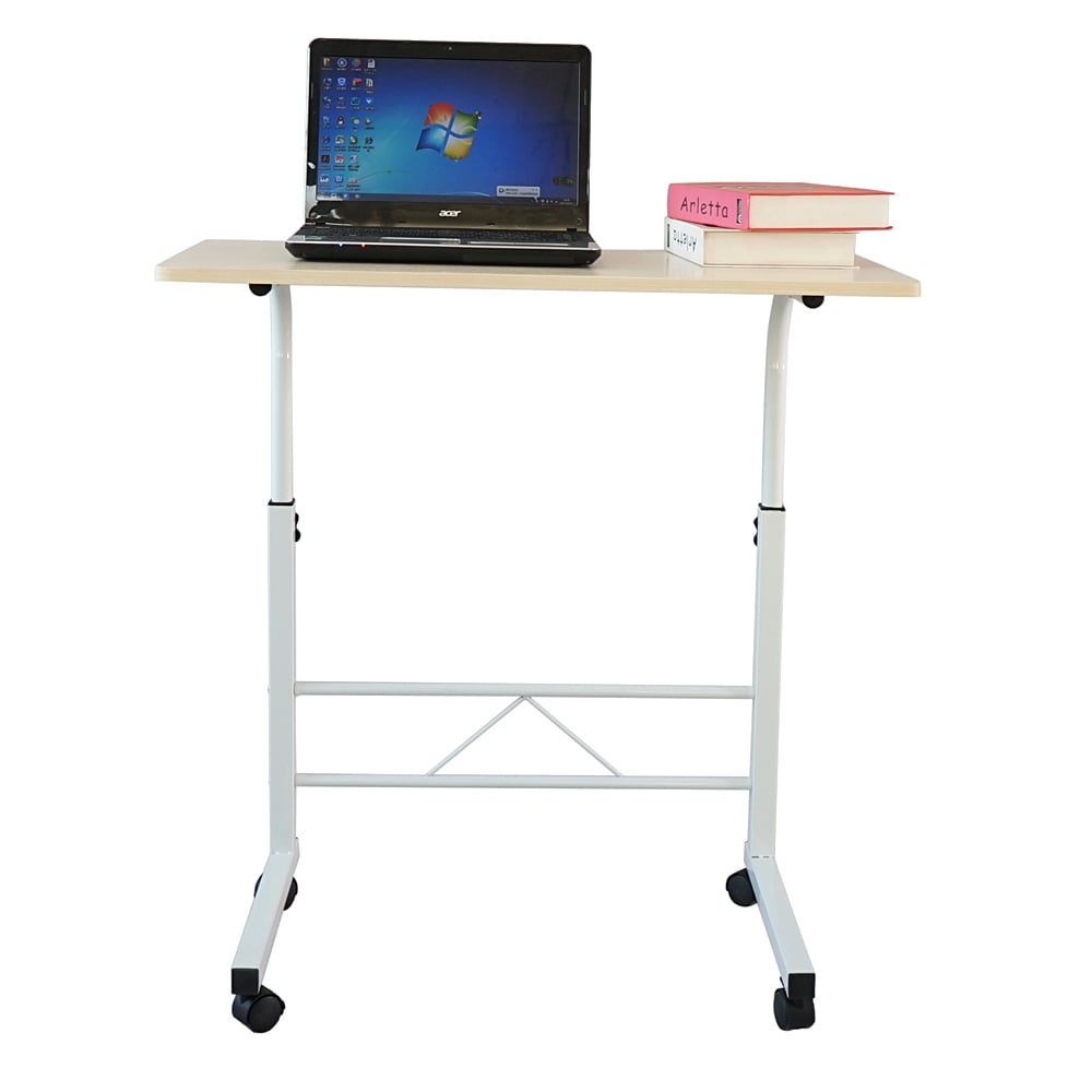 Small Table with Wheels, E1 15MM Chipboard Steel Tray Table, Adjustable