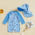 thumbnail image 3 of Traje de baño Engofs A4 azul para niños pequeños con gorro, 3 of 7