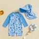 thumbnail image 3 of Traje de baño Engofs A4 azul para niños pequeños con gorro, 3 of 7