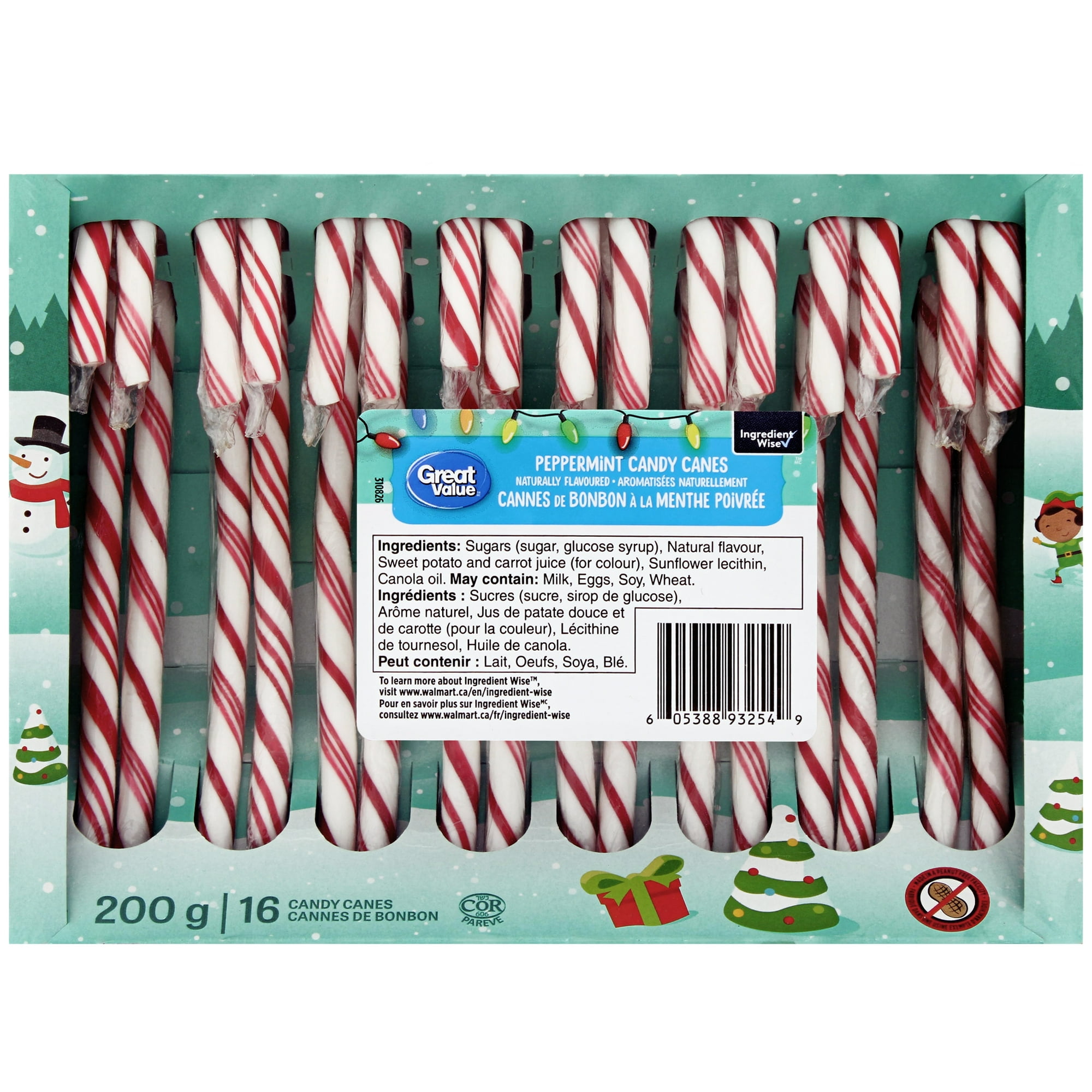 Great Value Naturally Flavoured Peppermint Candy Canes 16 Candy Canes Walmart