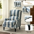 thumbnail image 6 of Tina's Home Vintage Navy Stripe Wingback Recliner Chair, Manual Push Back Fabric Armchair with Footrest, GREENGUARD, 6 of 8