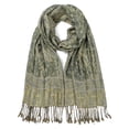 thumbnail image 4 of Pashmina Scarf Rave Women Scarves Luxury Paisley Shawl with Fringe Reversible Large Blanket Wrap 78.5" X27.5"(Pea Green), 4 of 8