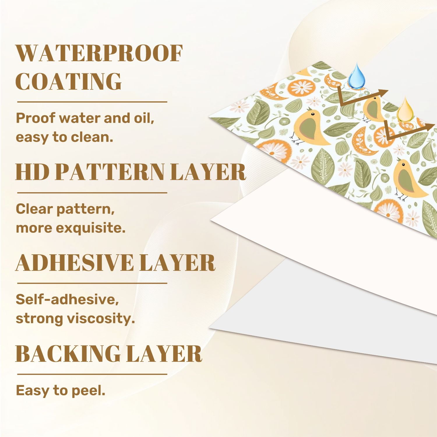 Paisley Peel and Stick Wallpaper 17.7in x 9.8ft Whimsical Birds Flowers Leaves Soft Pastels Contact Paper Vinyl Waterproof Self Adhesive Wall Paper for Bedroom Shelf Cabinet Renter Friendly