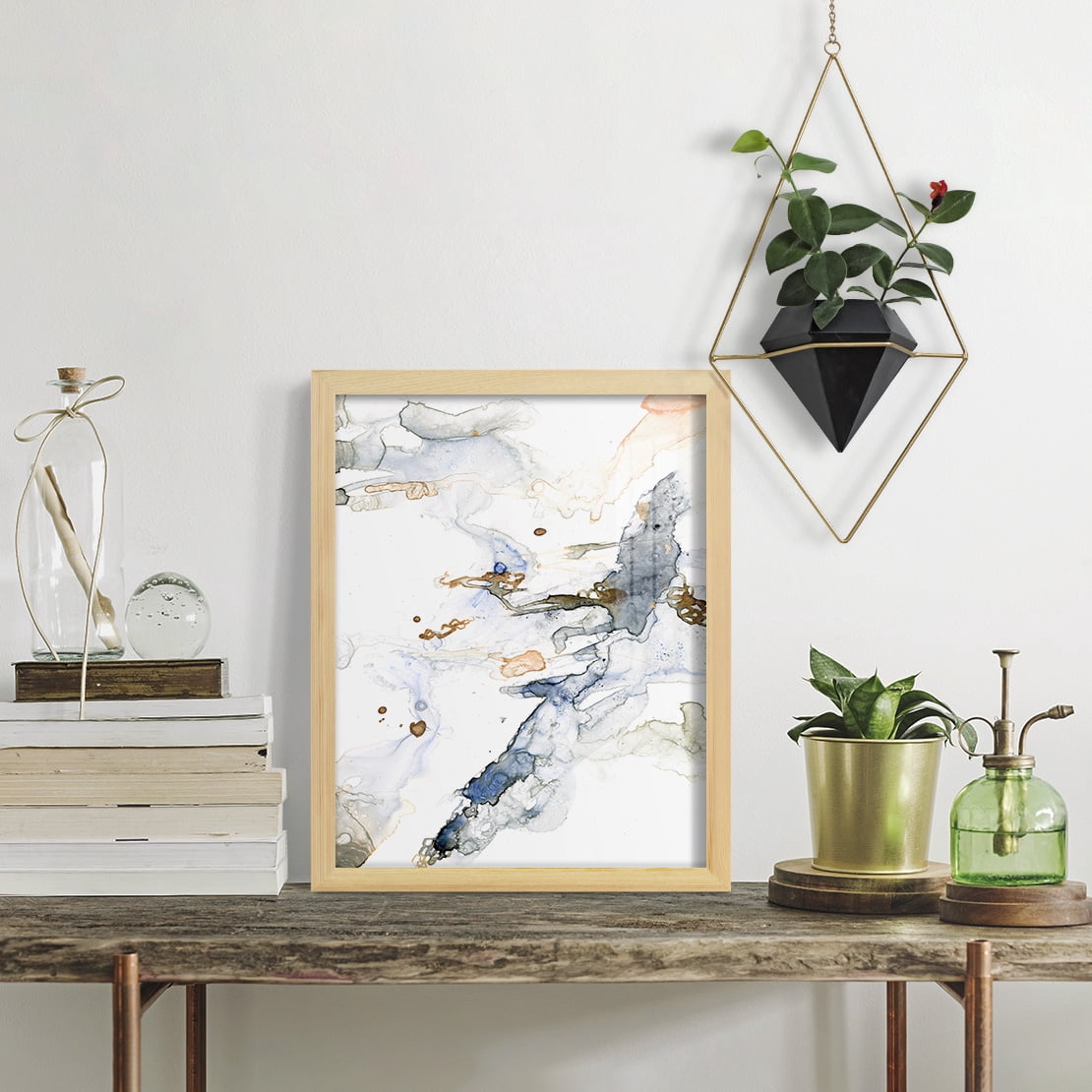 Organic Interlace I -Framed Print w/glass-Natural Wood