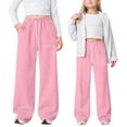 thumbnail image 2 of Tisuna Girls Sweatpants Child Heart Print Elastic Waist Straight Leg Trousers Fashion Comfortable Kids Spring Autumn Pants Pink Size 4-5 Years, 2 of 9