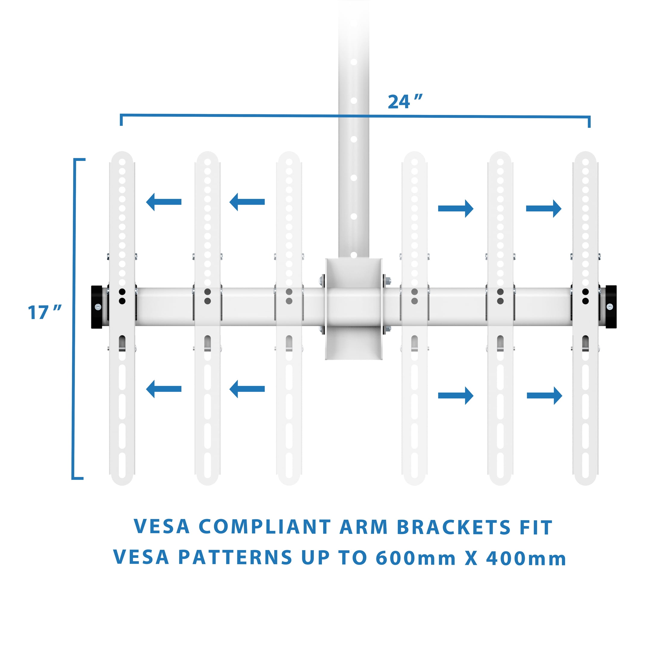 Mount-It! Full Motion Ceiling TV Mount, White, Fits 32" to 77" TVs, Capacity 110 lbs.