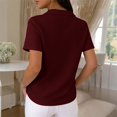 thumbnail image 4 of Inglocry Women's Waffle Polos Golf Shirts Short Sleeve V Neck T-Shirt Summer Casual Tennis Work Athletic Tops Wine 2XL, 4 of 4
