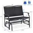 thumbnail image 2 of Pemberly Row Patio Glider Rocking Bench Double 2 Person Chair Black, 2 of 8