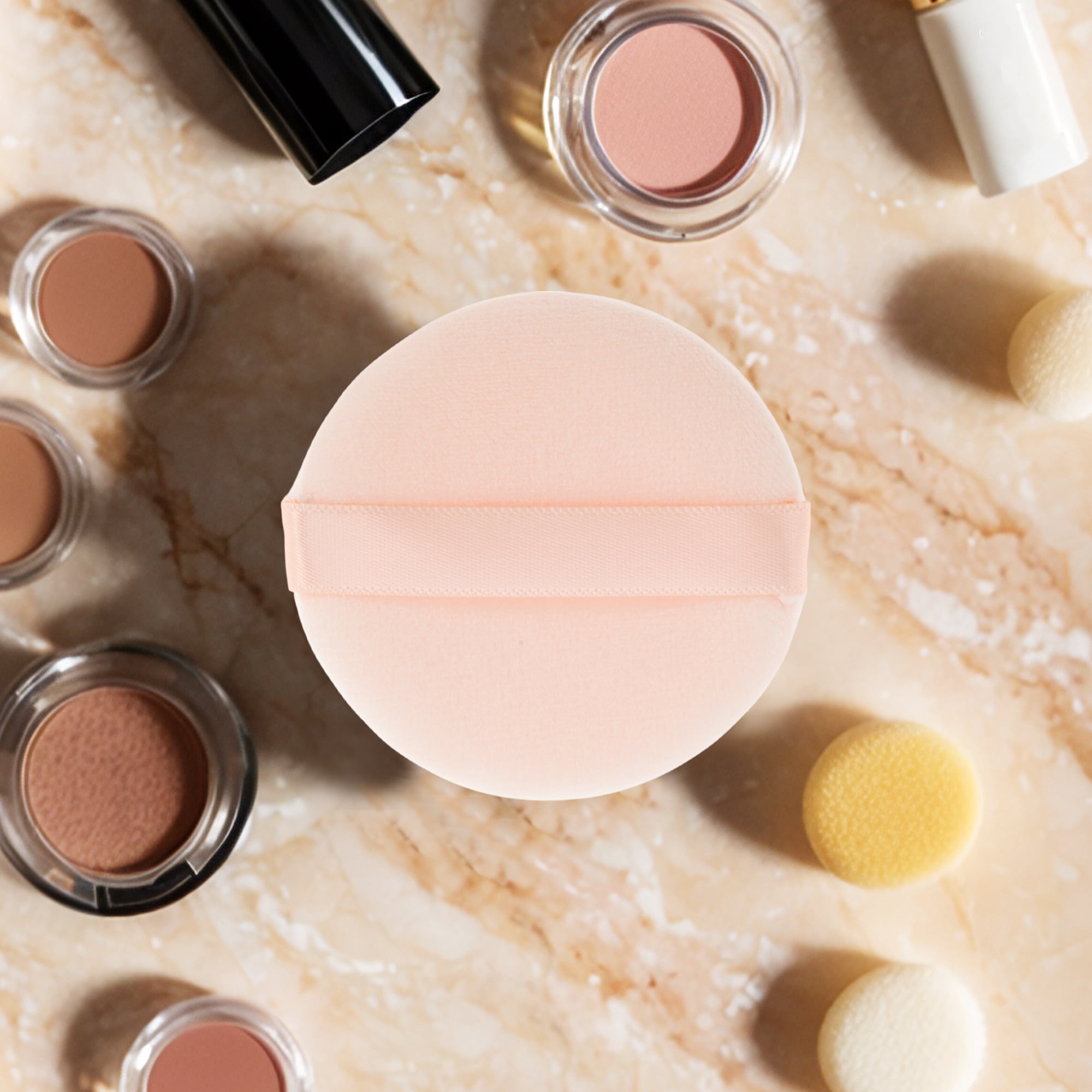 Unique Bargains 1 Pc Round Makeup Puff for Travel Daily Use [2.17"x0.39"] Skin Color