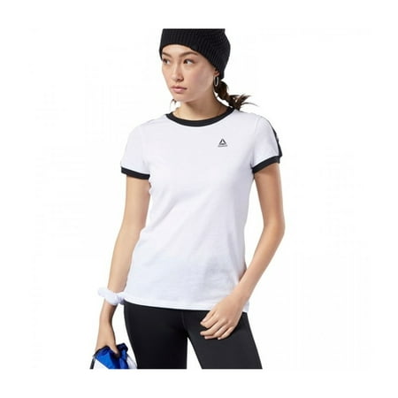 Reebok Womens Linear Logo Basic T-Shirt, White, Medium