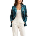 thumbnail image 2 of Abomasnow Womens Blazer Jackets Casual Long Sleeve Notch Lapel Suit Jackets Graphic Print Business Work Office Suit, 2 of 6
