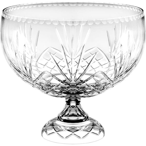 Barski - Handmade European Crystal Clear Footed Centerpiece Bowl - Large 12" Punch Bowl - 270 oz (8.5 Qt) - Made in Europe