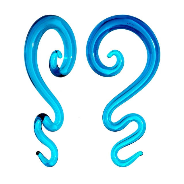 Body Candy Ear Gauges Stretching Kit Hangers for Stretched Ears Blue Glass Spiral Taper Set 4