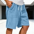 thumbnail image 3 of Corduroy Shorts for Men Summer Casual Elastic Waist Wide Straight Leg Lightweight Beach Shorts with Pockets, 3 of 7