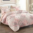 thumbnail image 3 of Whale Flotilla 3-Piece King Comforter Set, Soft Reversible Bedding Comforter Sets, Patchwork Printed Down Alternative Comforter Duvet for All Seasons, Pink, 3 of 9