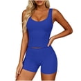 thumbnail image 3 of ZyeKqe 2 Piece Workout Sets for Women Square Neck Cropped Tank Tops Tight Gym Shorts Casual Sports Yoga Tracksuits, 3 of 8