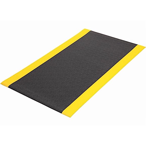 PEBBLED ANITFATIGUE MAT 3 X 5 BLACK W/ YELLOW BORDER