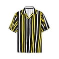 thumbnail image 5 of MODA NOVA Big & Tall Men's Striped Short Sleeves Button Down Hawaiian Shirt Black Yellow XL, 5 of 5