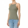 thumbnail image 3 of ShezPretty Women's High Halter Neck Ribbed Halter Racerback Tank Top (Medium, LIGHT OLIVE), 3 of 4