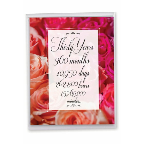 1 Large Funny 30th Happy Anniversary Greeting Card (8.5 x 11 Inch) - Time Count Milestones 30 J9090MAG-US