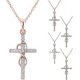 thumbnail image 1 of 14K Gold Plated Cubic Zirconia Cross Necklace for Women Faith Pendant Necklaces Simple Diamond Jewelry Gift For Party, 1 of 4