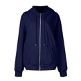 thumbnail image 4 of Kixjoy Blue Hoodies for Women Drawstring Oversized Zip Up Hoodies Long Sleeve Thermal Hooded Sweatshirt Casual Loose Fit Fall Womens Hoodies Pullover with Pockets, Navy S, 4 of 7