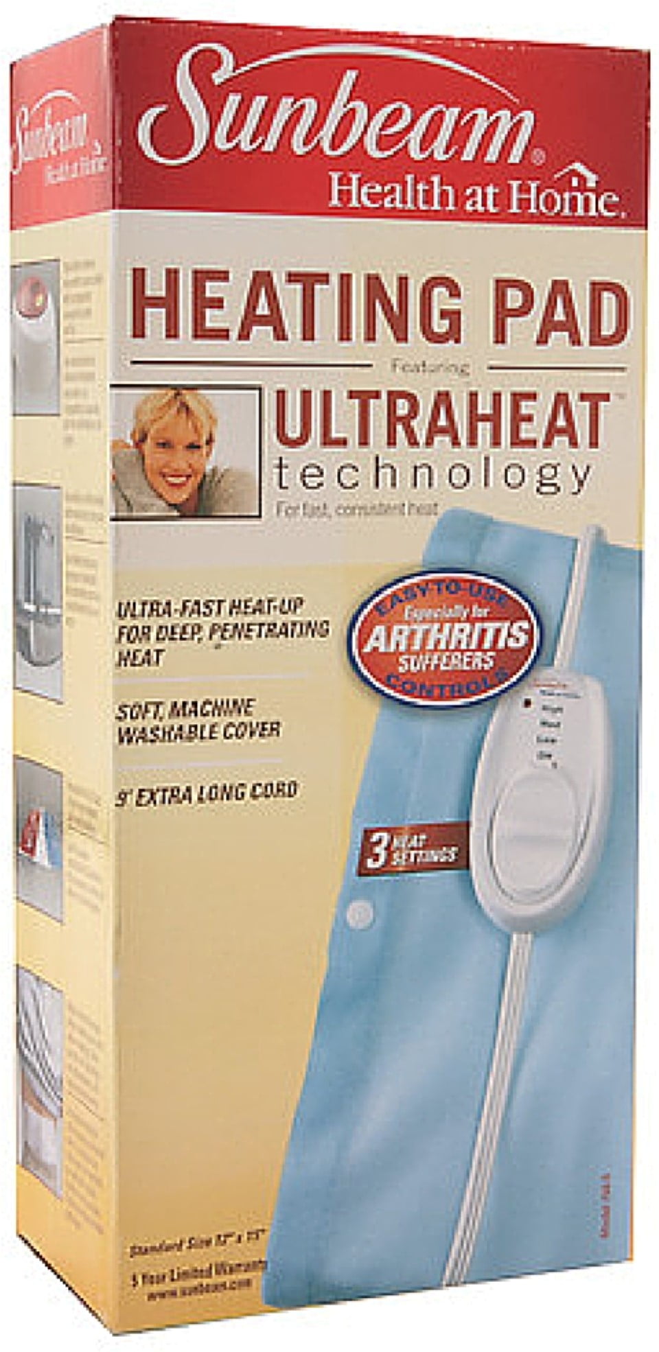 Sunbeam Standard Heating Pad, 1 ea (Pack of 3)