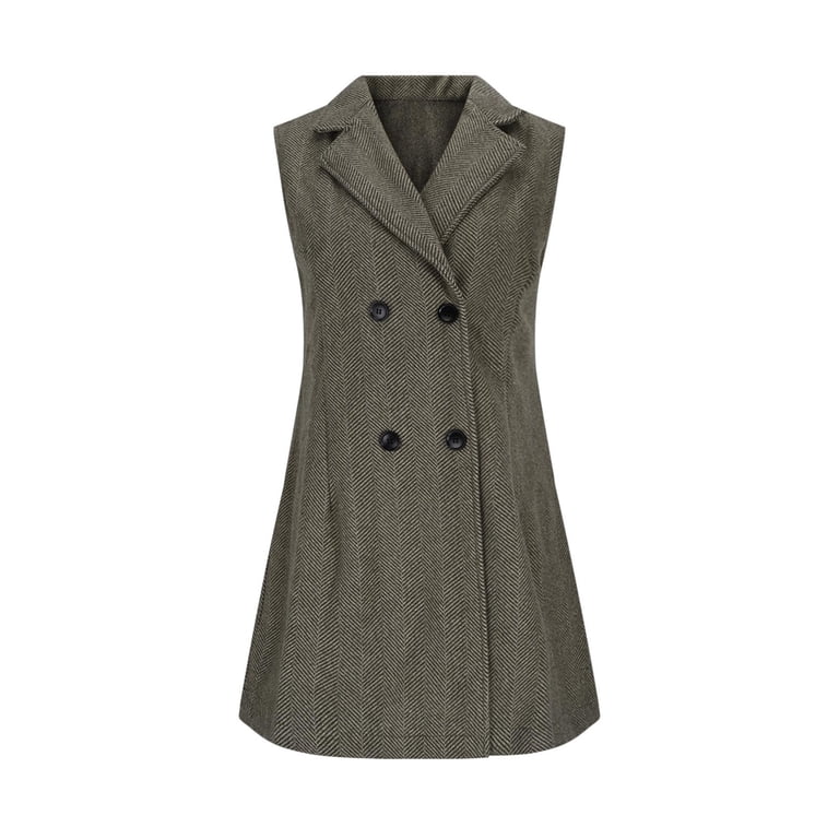 jtjvou Long Vest for Women Sleeveless Tweed Blazer Jacket