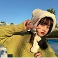 thumbnail image 4 of CoCopeanut 2020 Solid Beanies Wanita Musim Dingin Beruang Lucu Telinga Topi Hangat Windproof Topi Wanita Tambahkan Wol Wanita topi Hadir, 4 of 6