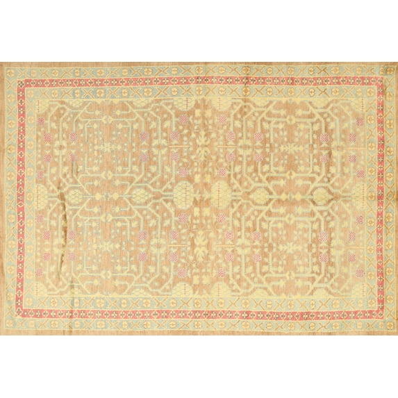 Ahgly Company Indoor Rectangle Traditional Mustard Yellow Persian Area Rugs, 6' x 9'
