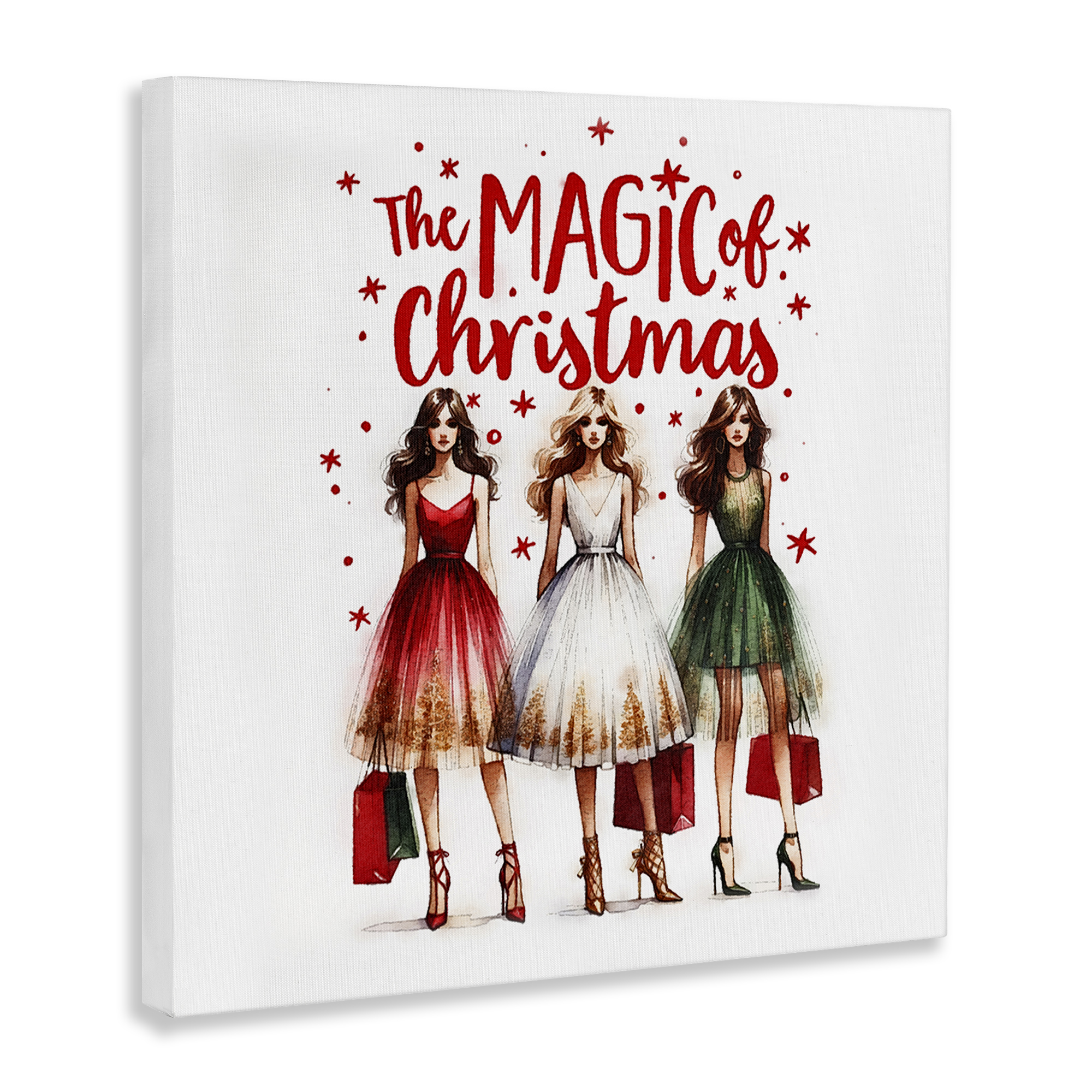 Stupell Industries Glam Magic Of Christmas Holiday Painting Gallery Wrapped Canvas Art Prints Wall Art, 30 x 30