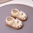 thumbnail image 5 of Mgmyaa Girls Vacation Crib Shoes with Bow Hook & Loop Peep Toe Adjustable Straps Flat Heel for Babies & Little Kids Ages 0-3.5, 5 of 8