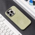 thumbnail image 1 of Luxury Fiber Leather For MagSafe Magnetic Wireless Charge Case For iPhone 16 15 14 13 12 Pro Max Plus Soft Shockproof Back Cover DXR Matcha Green For iPhone 12 Pro, 1 of 6