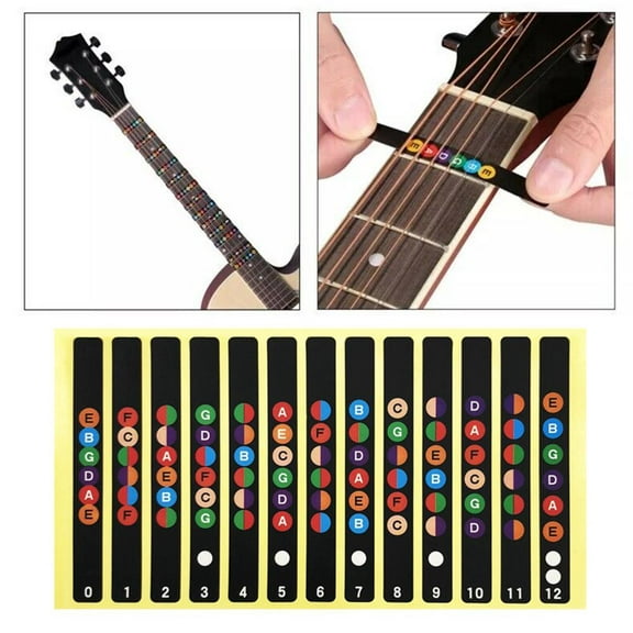 QHUDLV Guitar Fretboard Notes Map Labels Sticker Fingerboard String For 6 st Prof
