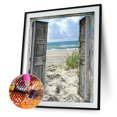 thumbnail image 2 of Cuadros Decorativos Taladro redondo completo de diamantes de imitación de pintura de diamante de playa de puerta de madera para decoración de habitación Likrtyny embutido en tela, 2 of 8