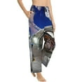 thumbnail image 2 of Disketp Astronaut In Outer Space Print Women'S Comfy Pajama Pants Casual Drawstring Palazzo Lounge Wide Leg Pants, 2 of 9