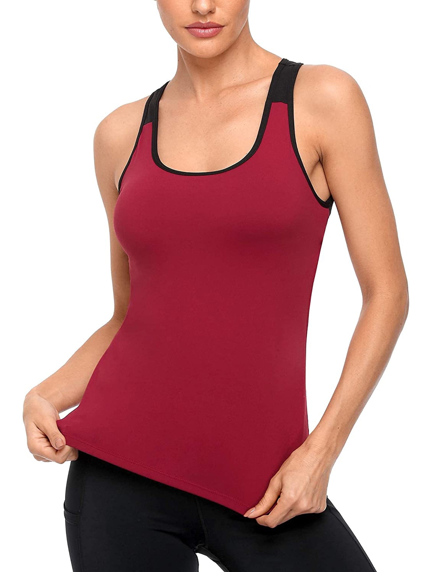 Womens Workout Tank Top with Built in Bra Backless Athletic Yoga Running  Shirt 