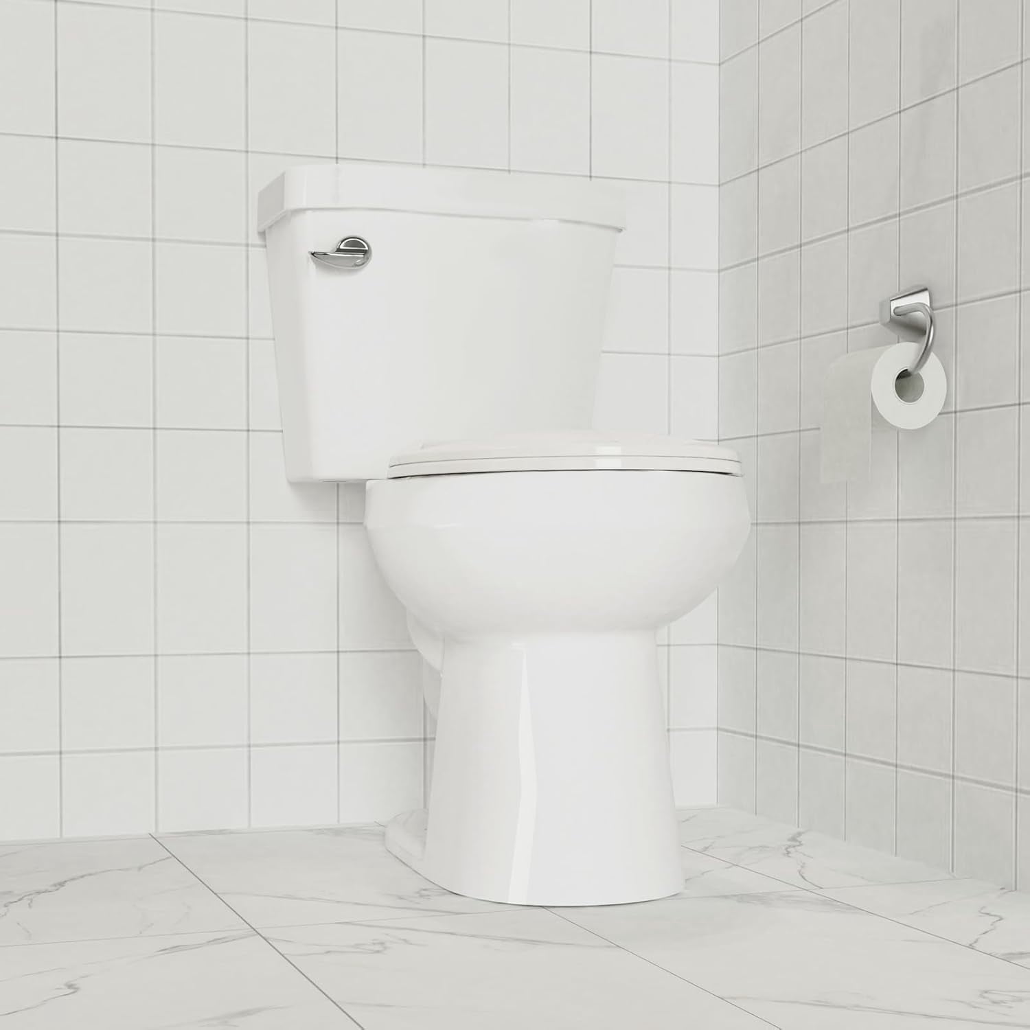 Soft Close Commercial Toilet Seat - Quiet Slow-Close Lid, Quick-Release Hinges, Mark-Resistant Polypropylene, Fits 17" Round Toilets, Grip-Tight Bumpers, Biscuit Color