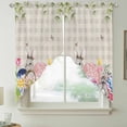 thumbnail image 2 of Bunny Easter Swag Valances for Windows, Kitchen Curtains 36 Inch Length 2 Panels Set, Eggs Spring Floral Grey Plaid Farmhouse Short Curtains for Small Windows Rod Pocket Cafe Curtains Drapes 28"x36", 2 of 8