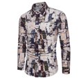 thumbnail image 1 of DPTALR Chemise Homme Casual Manches Longues Lin Col Revers Slim Floral, 1 of 3