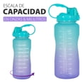 thumbnail image 3 of Botella de agua Onof  BAP-2.2L 2.2 Litros Termo de agua Verde Morado con Marcador de Tiempo, 3 of 8